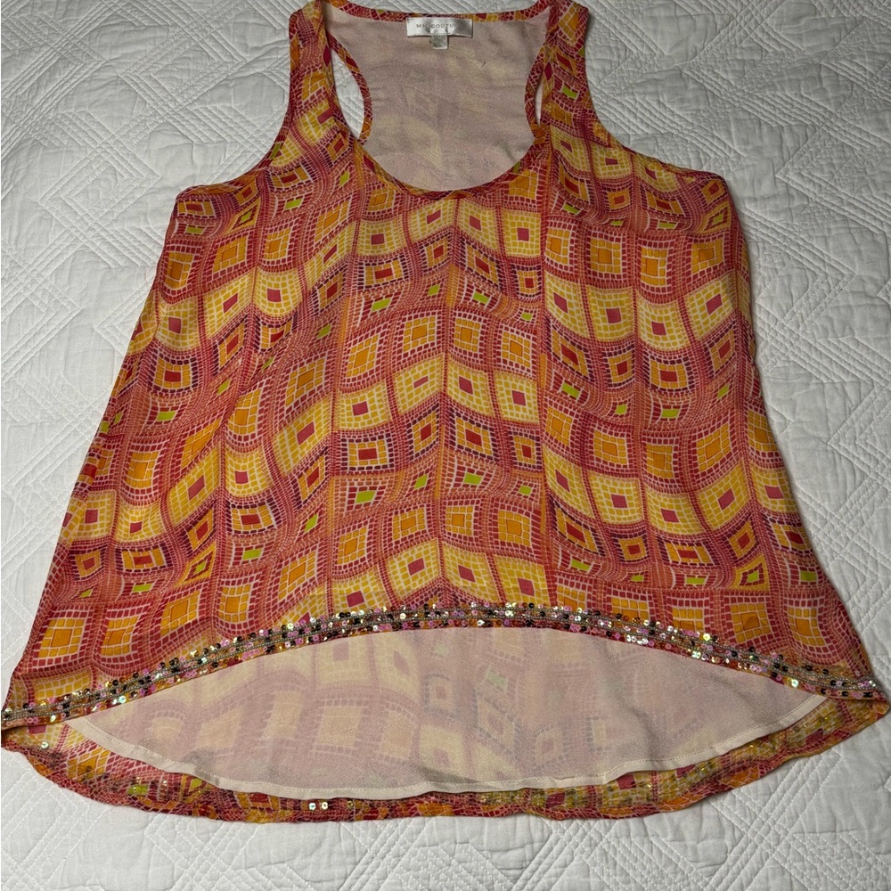 Miss Me MM Couture Beaded Sequined Sleeveless Top Size Medium Festival Y2K